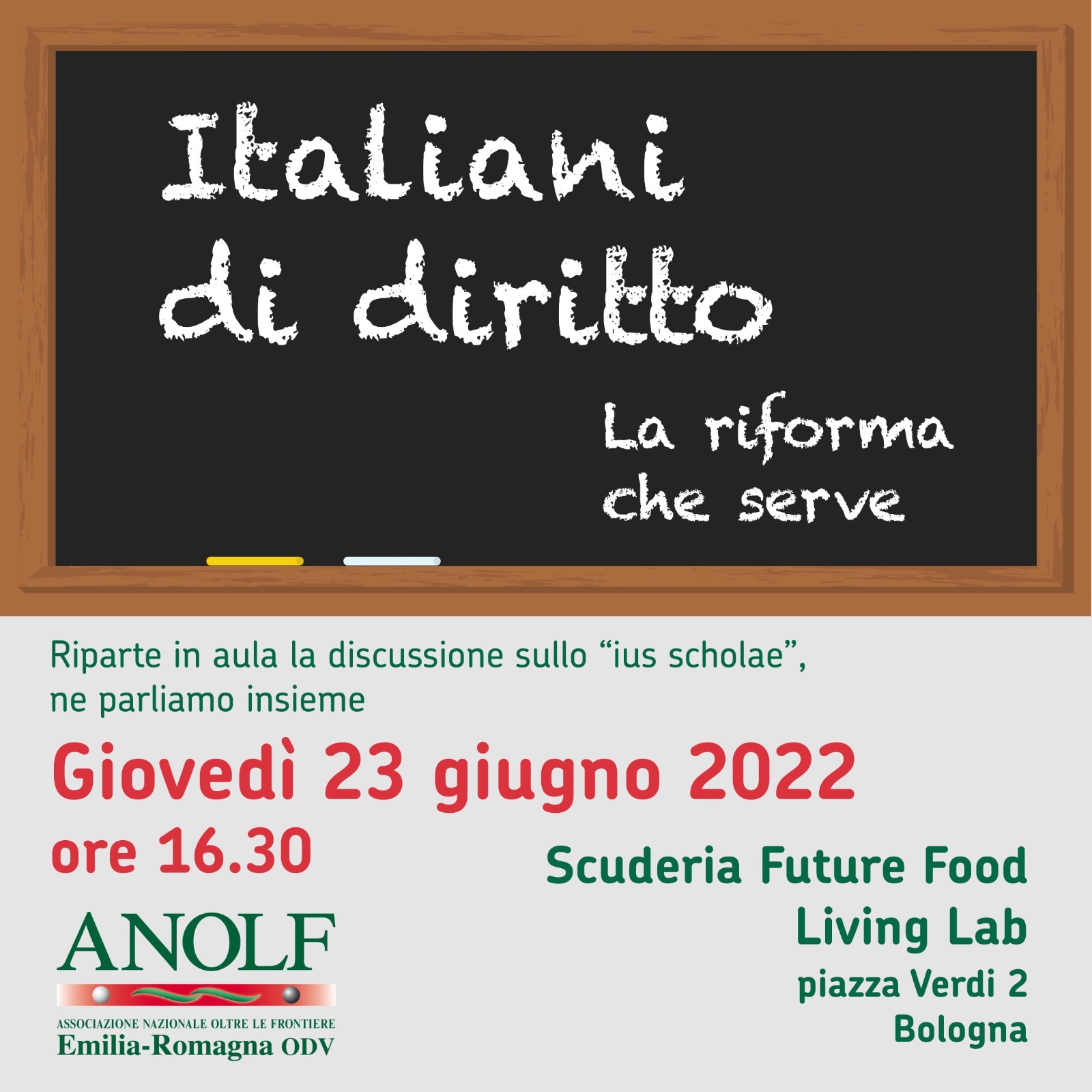 Convegno ANOLF Emilia Romagna “Italiani di diritto, la riforma che serve”