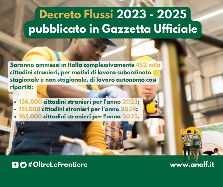 Decreto Flussi 2023 – 2025, pubblicato in Gazzetta Ufficiale.